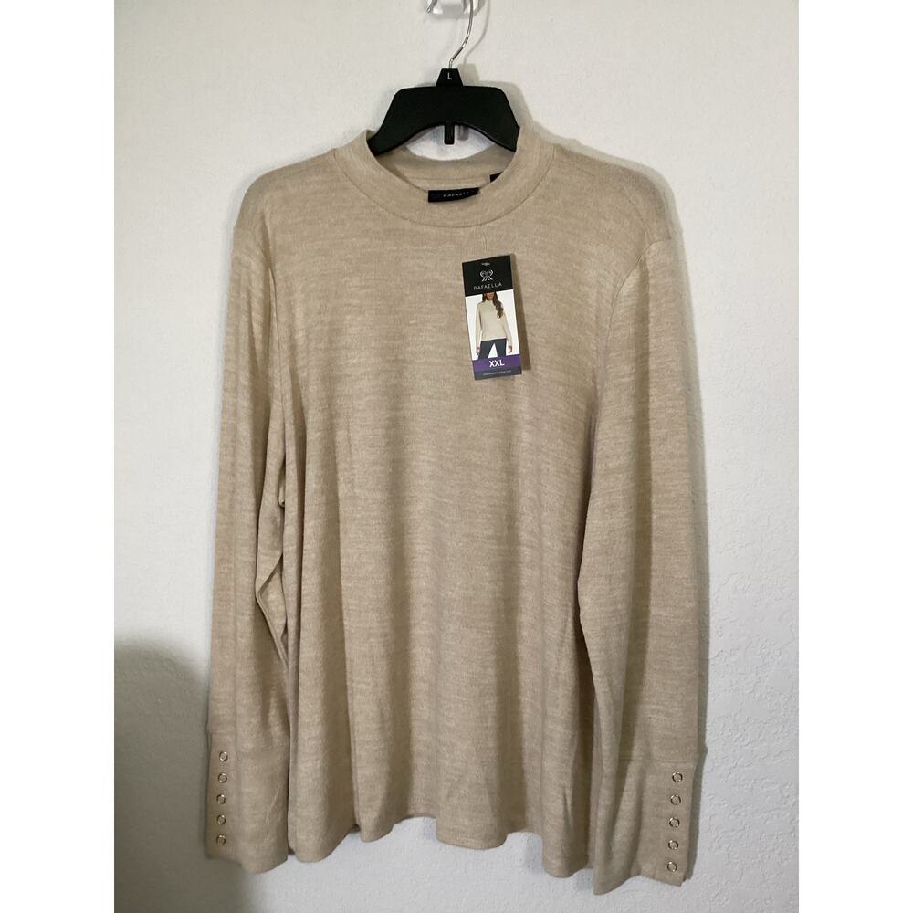 NWT Rafaella Women's Size XL Beige Soft Comfy Long Sleeve Shirt